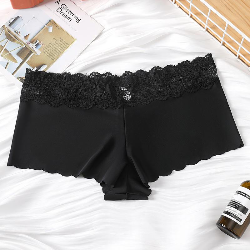 

Sexy Large Size Animal Pattern Panties Ice Silk Seamless Boxers Mid-Waist Sports Fitness Women S Panties XL чорний