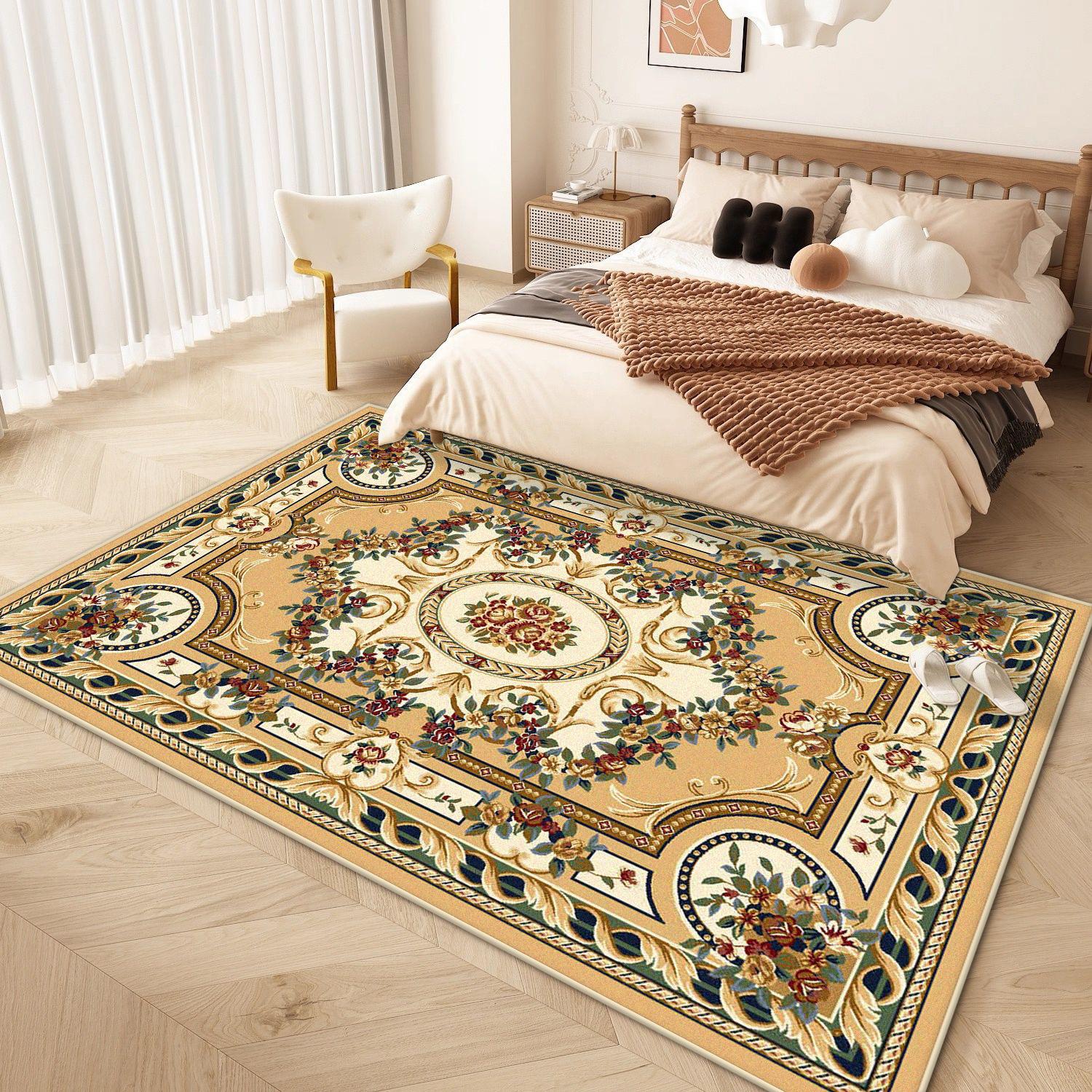 

European Style Luxury Living Room Rug Big Size Antiskid Flower Design Bedroom Decor Bedend Carpet Easy Clean Entrance Door Mat 60*90cm