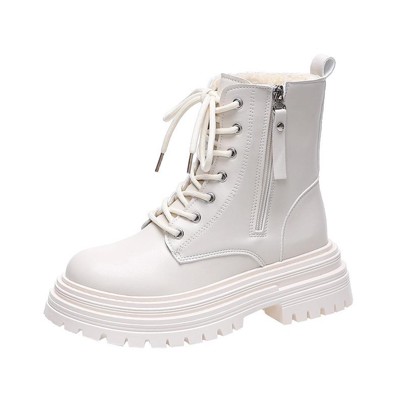 Zipper velvet Martin boots for women's autumn and winter new fashion casual thick-soled warm short boots for women