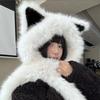Thick Fleece Fox Ears Hat for Women Winter Scarf Set New Warm Face-lifting Red Army Cap