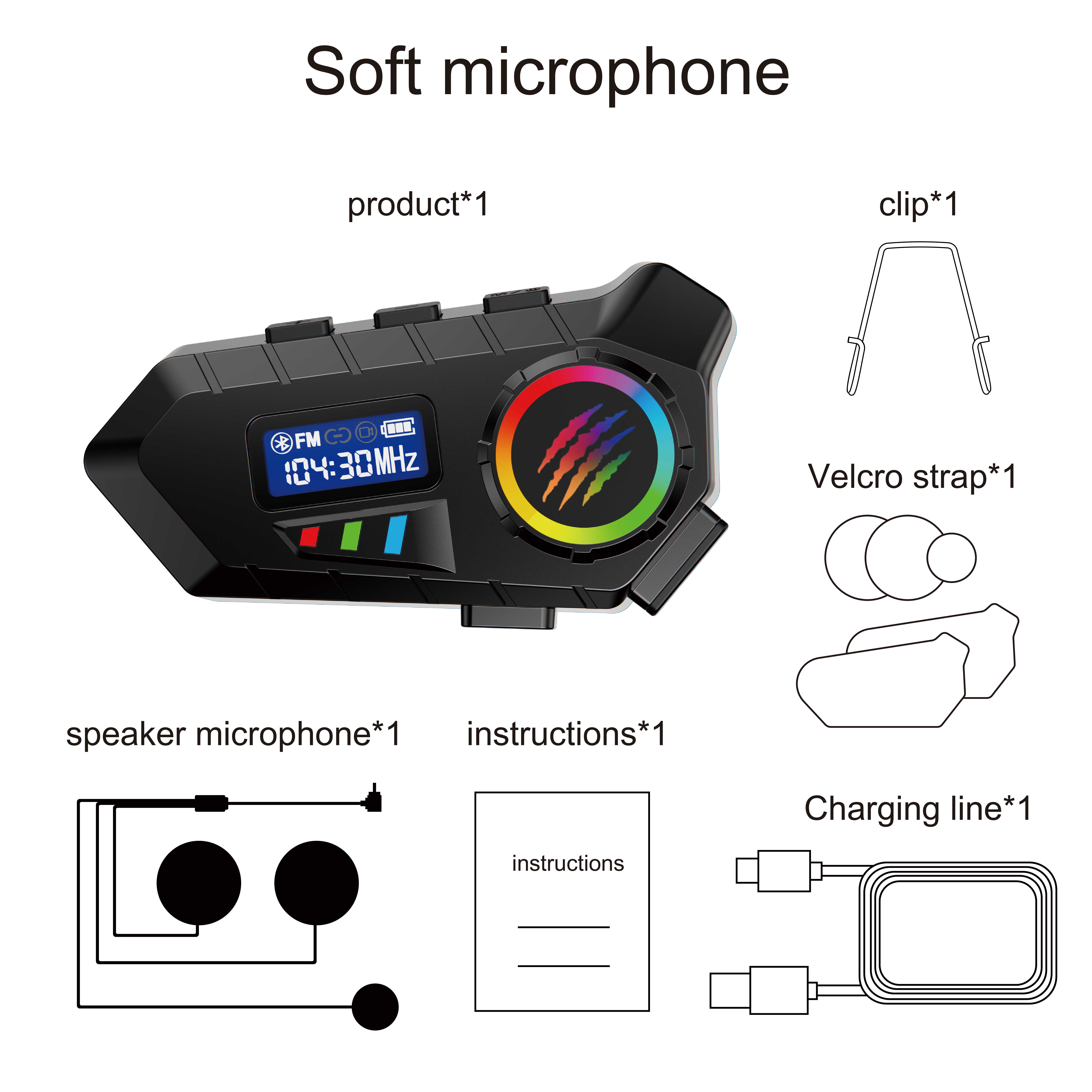 

Y30 Motorcycle Helmet Bluetooth Headset Wireless Waterproof Handsfree Call Noise Reduction Earphone with FM Radio for Moto