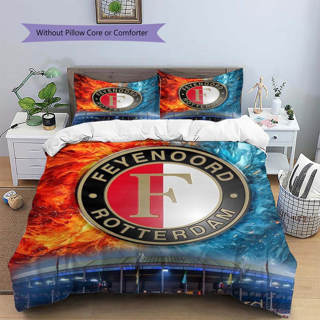 Feyenoord Pattern Bedding Quilt Set Quilt Cover Pillowcase Home Decoration Birthday Gift (1 * Duvet Cover + 2 * Pillowcase, Without Core)