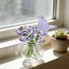 Handgeblasene Mini-Glasfiguren Sammlerstücke Kleine Biene Vogel Libelle Schmetterling Skulptur mit Stiel für Zuhause Büro Geburtstag Jubiläum Geschenk