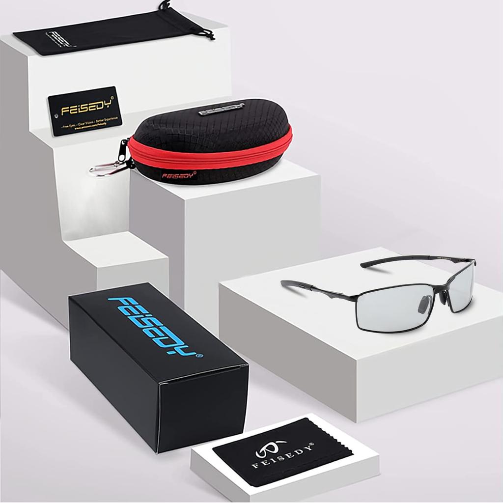 FEISEDY Polarized UV400 Ultra for and B1029 Men's Sunglasses, Square, Small, Protection, Lightweight, Stylish, Driving, Cycling, Fishing, (Yellow)