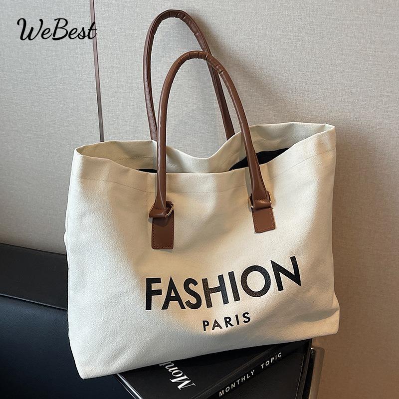 

Large Capacity Canvas Tote Bag for Students чёрный