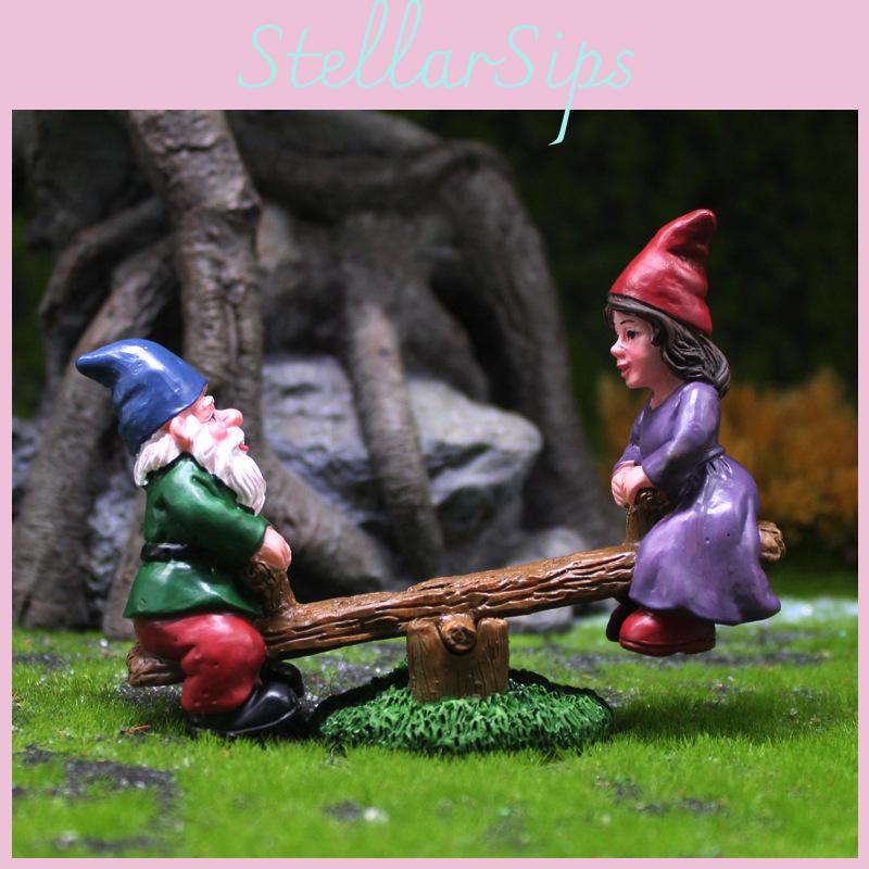 Dwarf Resin Seesaw Ornament Creative Garden And Party Micro Decoration Landscape