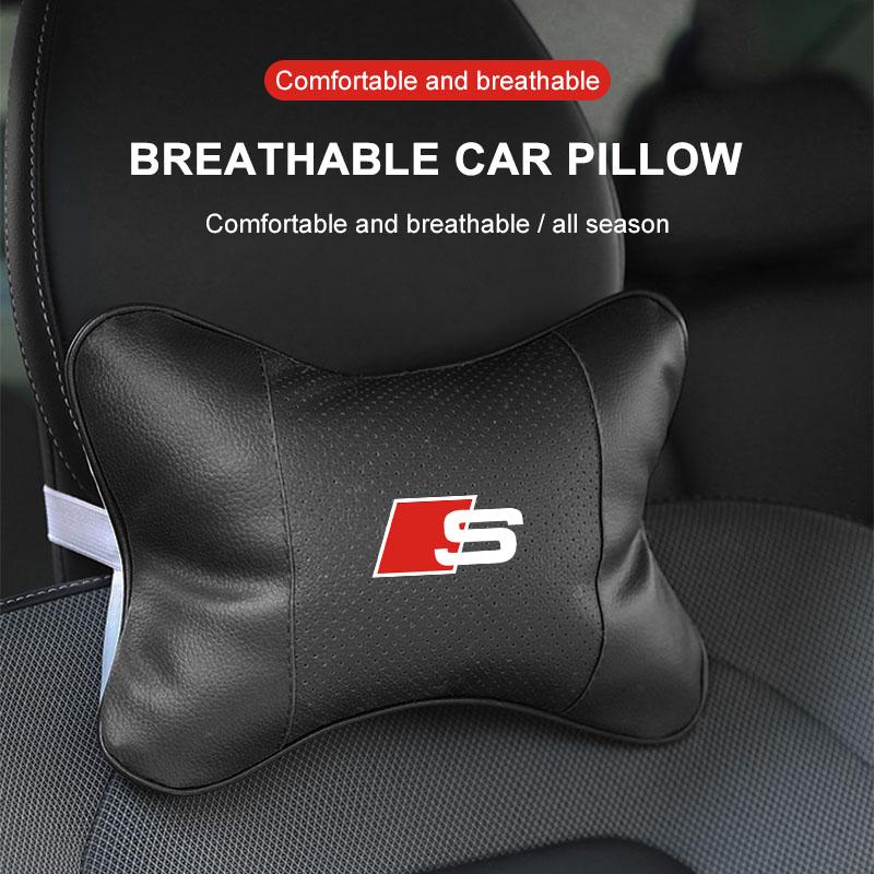 1/2Pcs Leather Car Interior Seat Headrest Neck Pillow Car Accessories For Audi C7 C6 C5 B5 B6 B7 B8 B9 D3 Q3 Q5 Q7 TT A1 A3 A4 A5