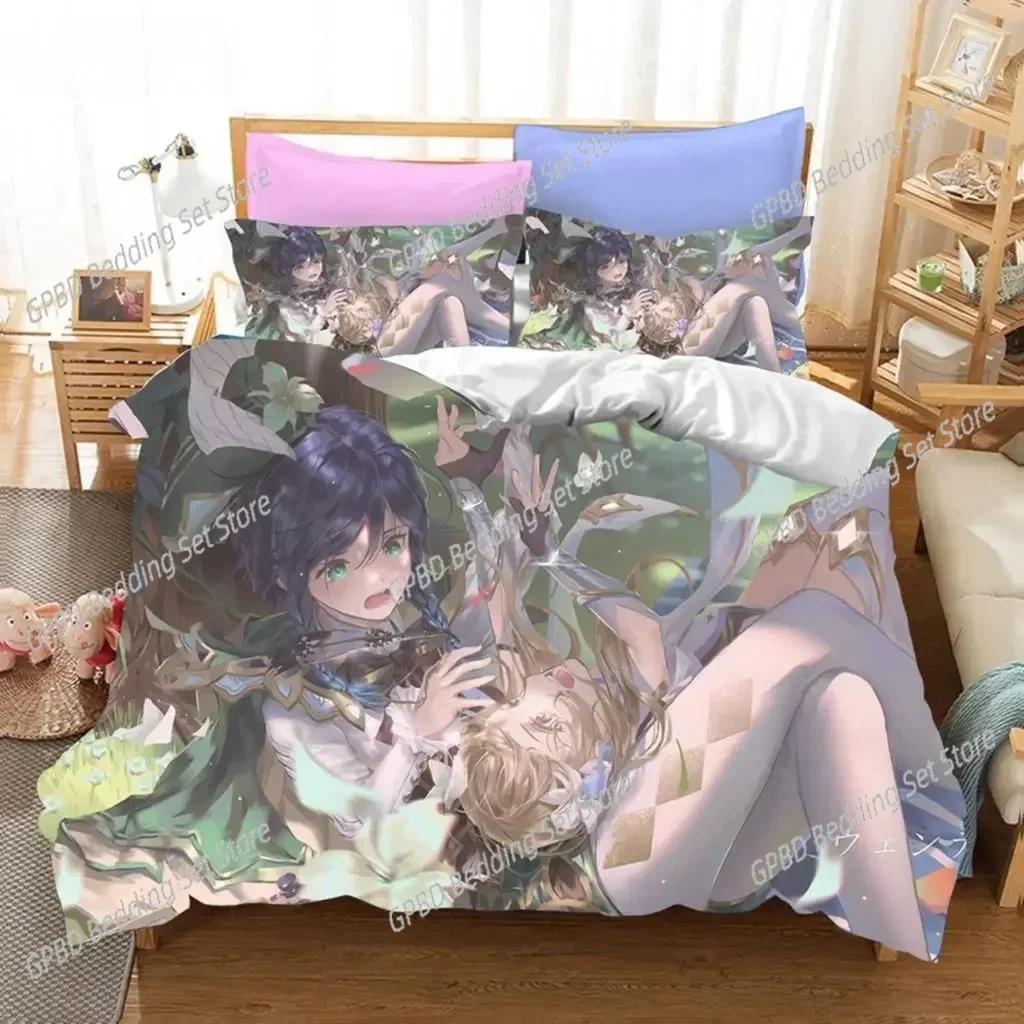 Luxury New 3D Print Game Genshin Impact Bedding Sets Keqing Xiao Duvet Cover Set Single Full Queen King Size Bed Linen