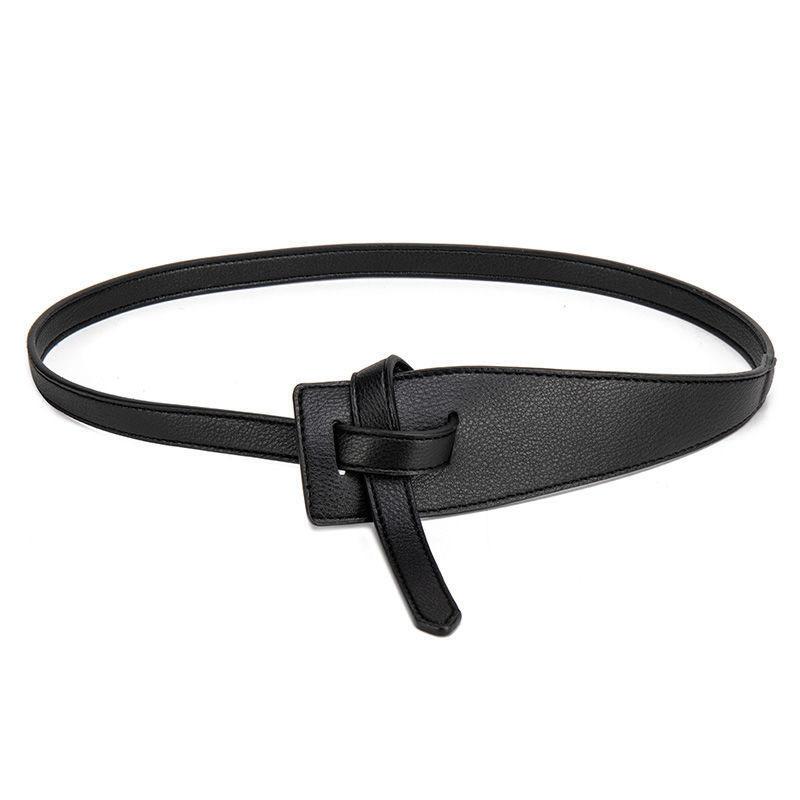 Retro Design Women Belt Fashionable Korean Style Women's Faux Leather Belt Irregular Shape Adjustable Knot Long for Suit