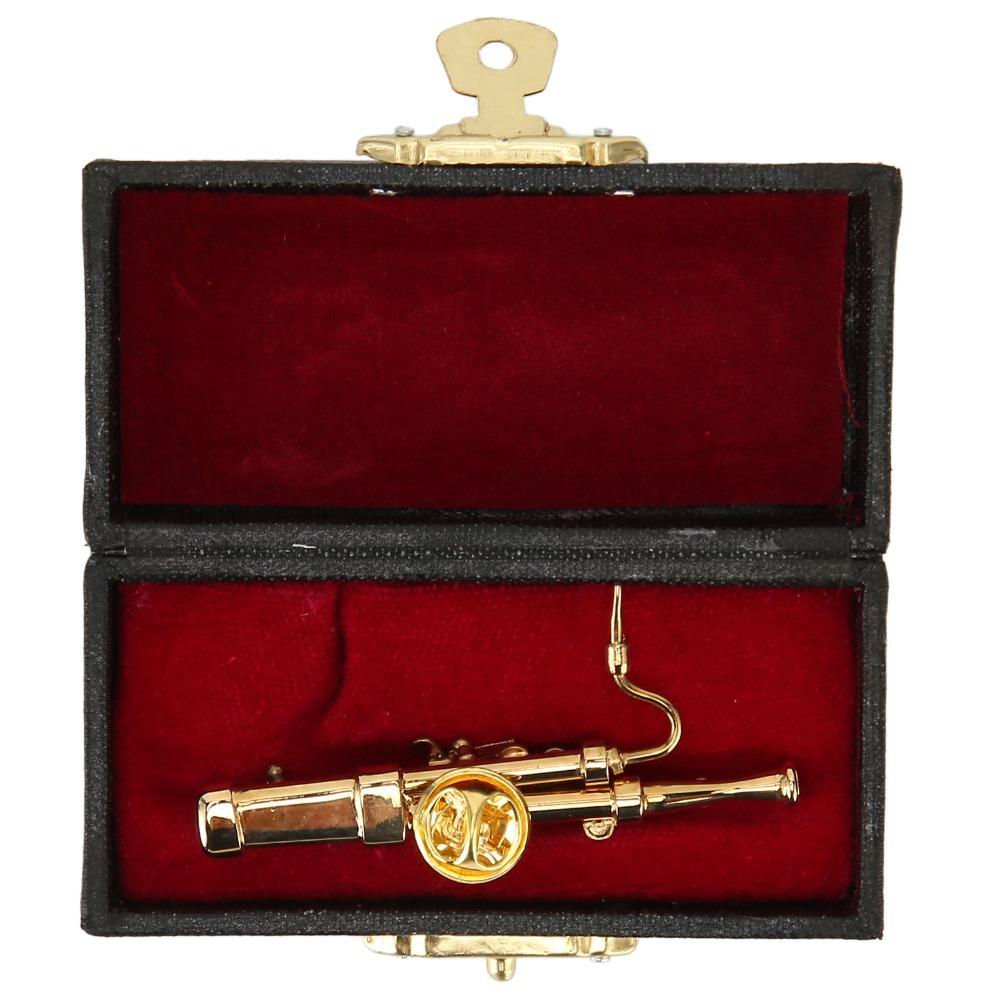 2pcs Red Velvet Lined Case Miniature Basson Model Metal Metal Basson Model For Christmas Birthday