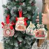 Christmas Canvas Drawstring Bag Christmas Candy Gift Packaging Bag Cartoon Handbag for Apple DIY New Year Xmas Home Party Supply
