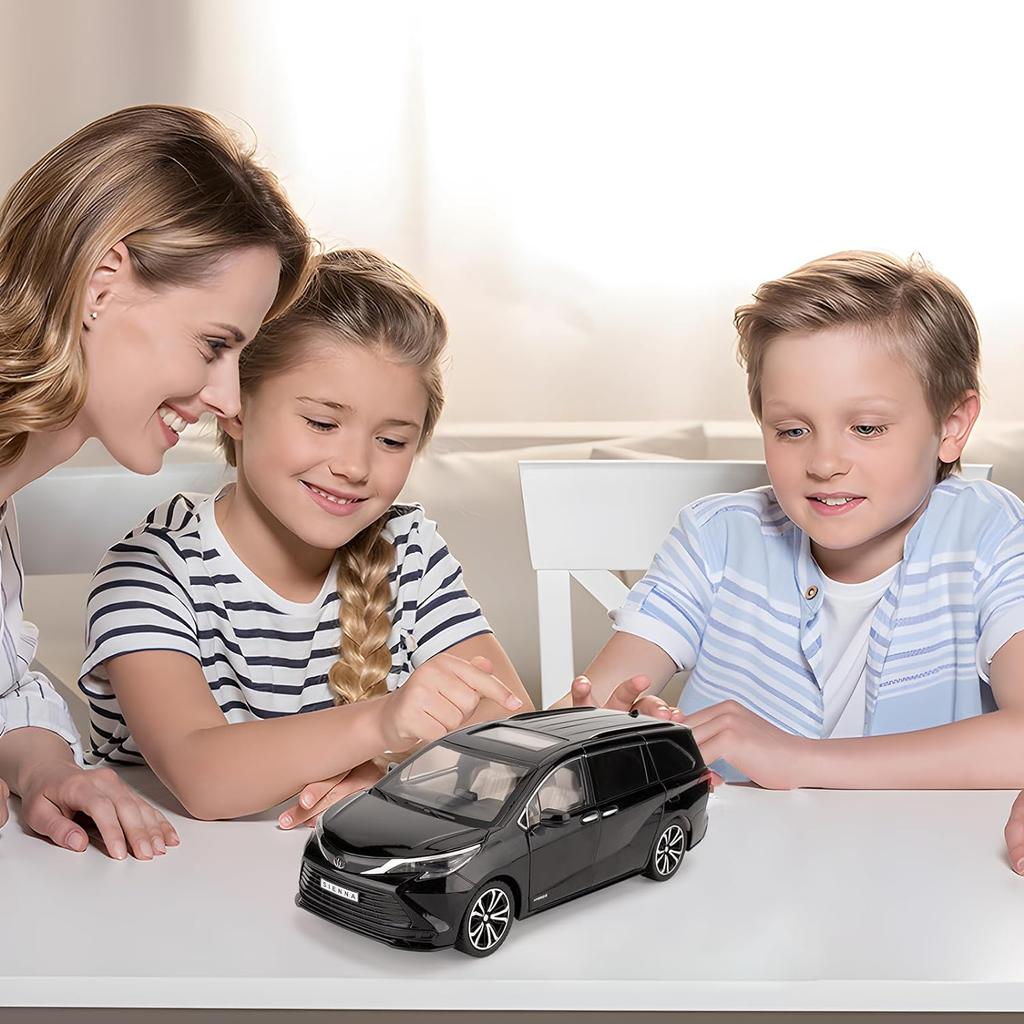 Model de mașină Toyota Sienna 1/24, mașină de jucărie turnată sub presiune, cu sunete și lumini pentru copii, băieți, fete și adulți, cadou