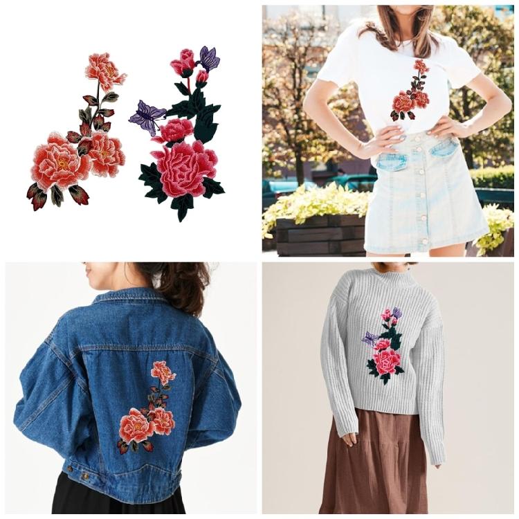 2 Pcs Beautiful Flower Patches Iron on Patches Sewing Patches Floral Patches for Clothing Jeans Backpacks Decorations