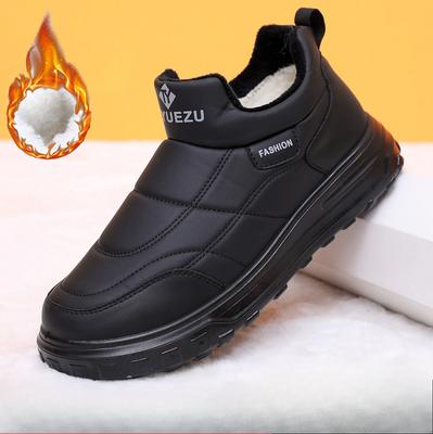 Men's Lightweight Thick-Sole Winter Insulated Slip-On Fur-Lined Snow Boots Anti-Slip Cushioned Casual Athletic Cotton Boots