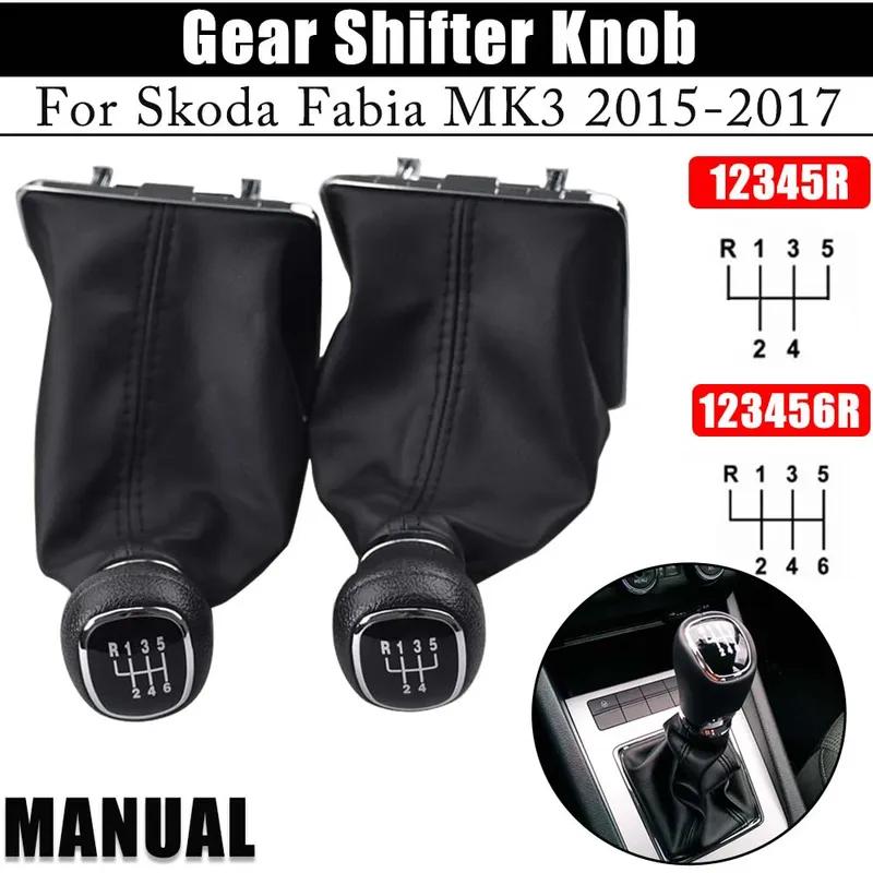 5/6 Speed MT Gear Shift Knob Lever Stick Gaiter Boot Cover Collar For Skoda Fabia MK3 2015 2016 2017 Accessories