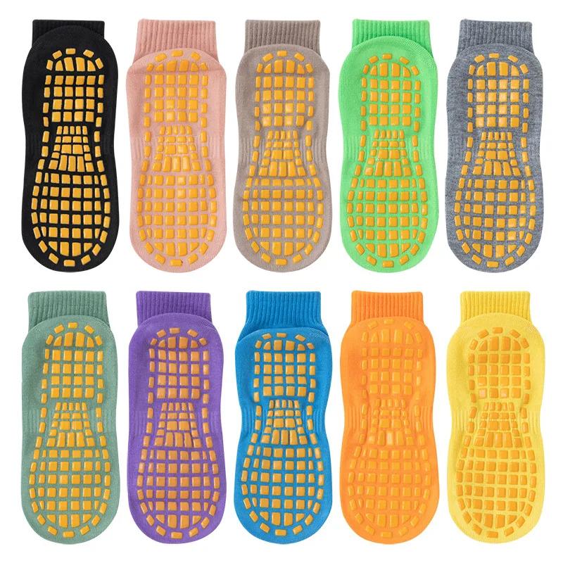 5 Pairs Anti Slip Socks Children's Playground Trampoline Socks Baby Early Education Floor Socks Adult Mid Tube Yoga Socks