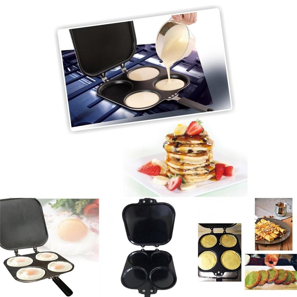 Padella per Pancake a Quattro Fori Antiaderente - Strumenti da Cucina Durevoli per una Facile Preparazione della Colazione