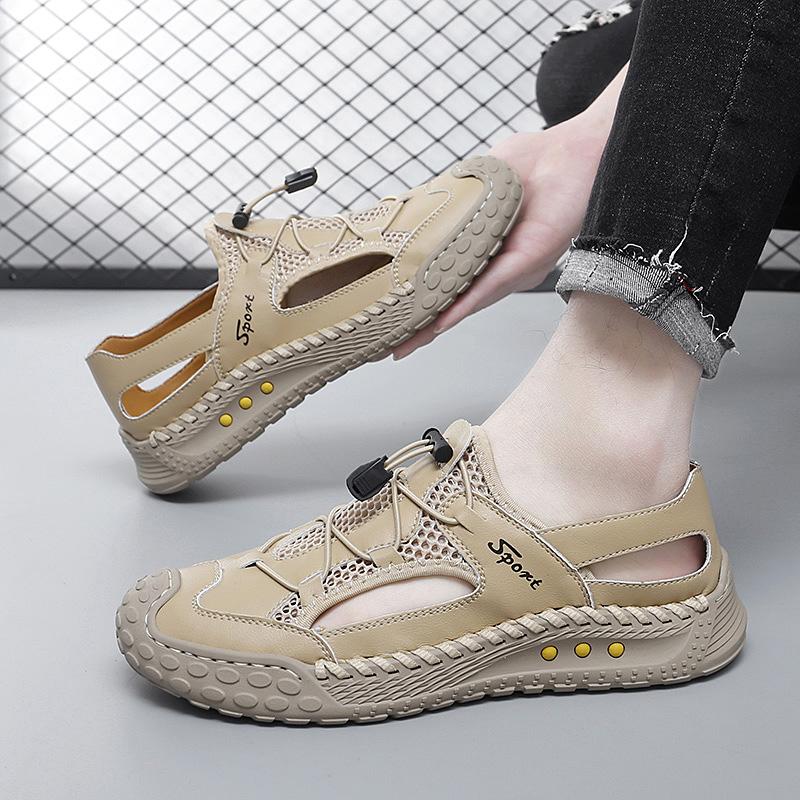 Fashion New Men's Sport Closed Toe Sandals Summer Outdoors Hiking Mesh Shoes Breathable Fashion Casual Sneakers Soft Bottom Male Flats