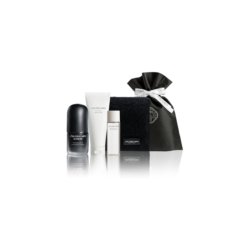 Shiseido Men s Skincare Gift Set | Ultimune Power Infusing Serum 30mL + Face Cleanser 130g + Hydrating Lotion 30ml + Original Towel | Citrus and Bambo