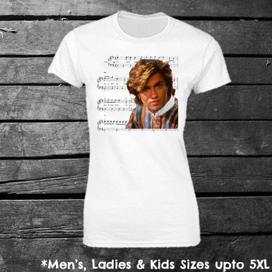 George Michael Last Christmas Piano Sheet T-shirt Mens Ladies Fans M