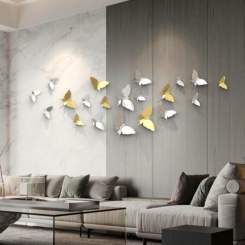 Creative Butterfly Wall Decor 3D Butterfly Sofa Tv Background Wall Decoration Wedding Party Living Room Decoration Pendant Craft