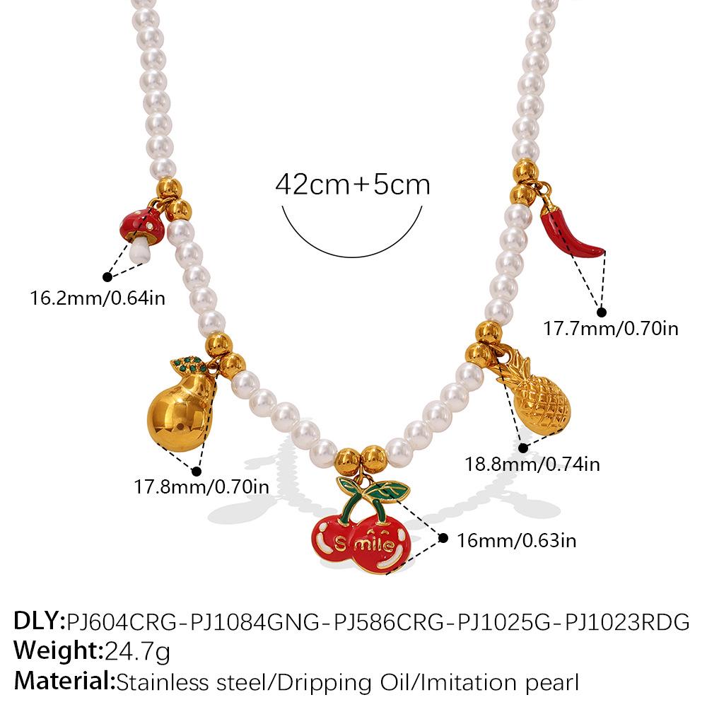 Charming Cross Droplet Oil Corn Cabbage Pendant Bracelet & Necklace Set