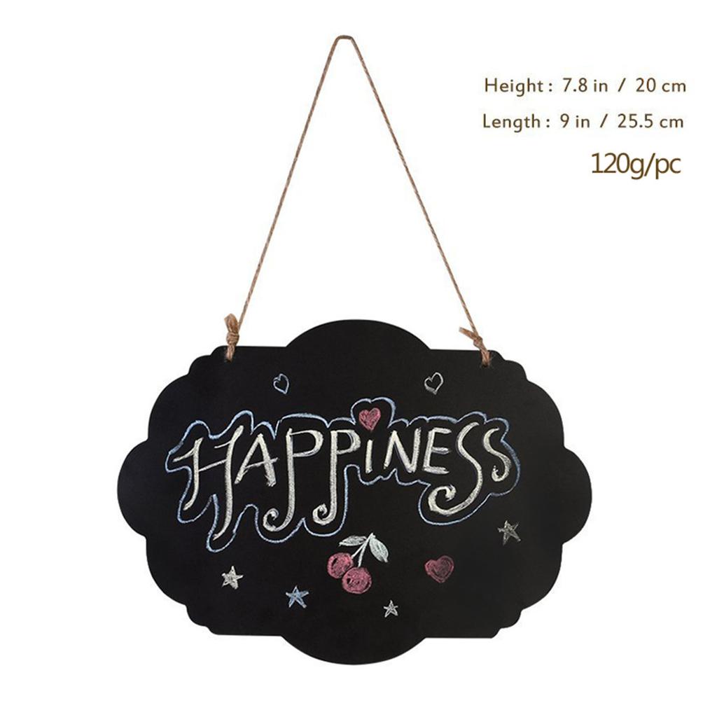 Creative Double-sided Small Chalkboard Pendant Message Board Home Decoration Wooden Crafts Hanging Rope Display Sign