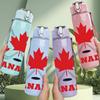 1PC Canada Maple Leaf Hockey Emblem 750ml Color Plastic Water Bottle Leakproof Flip Straw Lid For Sports Office Home Use