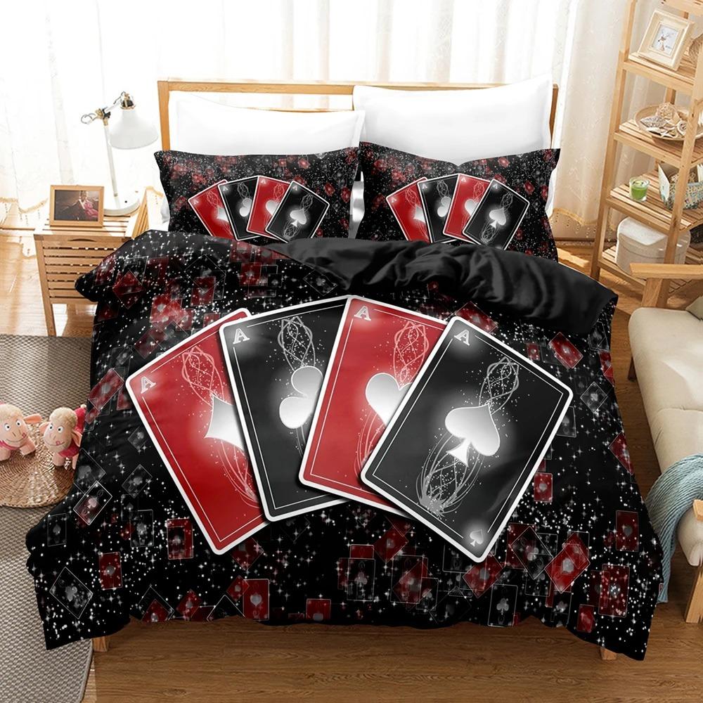 3D Pokerové Ložní Prádlo Sady Povlečení na Peřinu Sada s Povlakem na Polštář Jednolůžko Plné Velikosti Queen King Ložní Prádlo