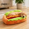 Non Slip Dog Bed for Tile Floors Hot Bed, Cute Cozy Snuggle Removable Washable Pad, Funny Soft Corduroy Pet Nest Bun Plush Small Dogs Cats Sofa Cover