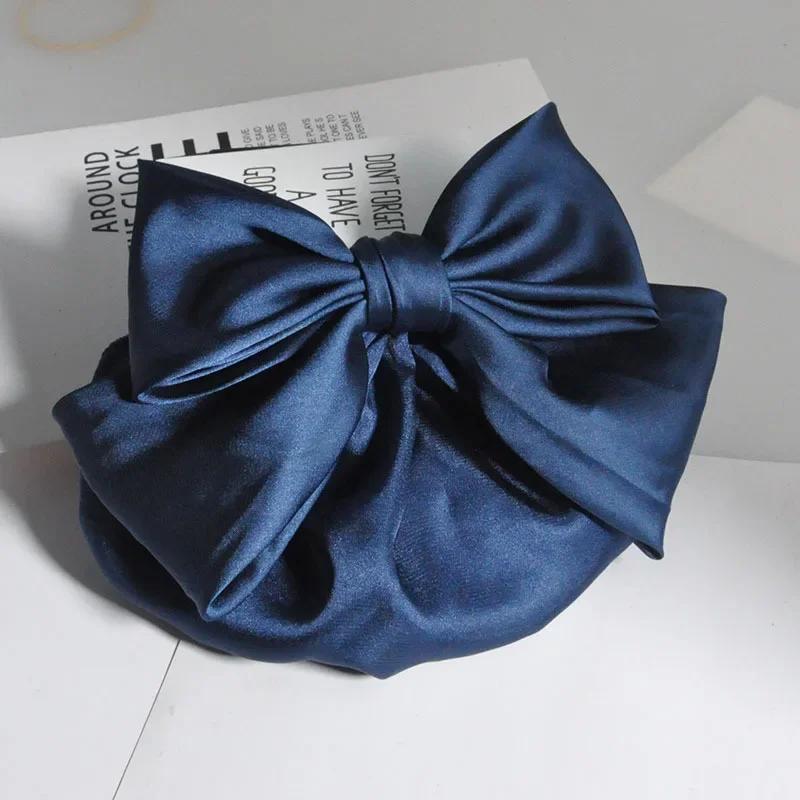 

Hair Clip Big Bow Knot Mesh Art Cloth Pocket Pan Mesh Fragmented Short Hair Professional Head Flower Hairpin Hair Accessory темно-синий
