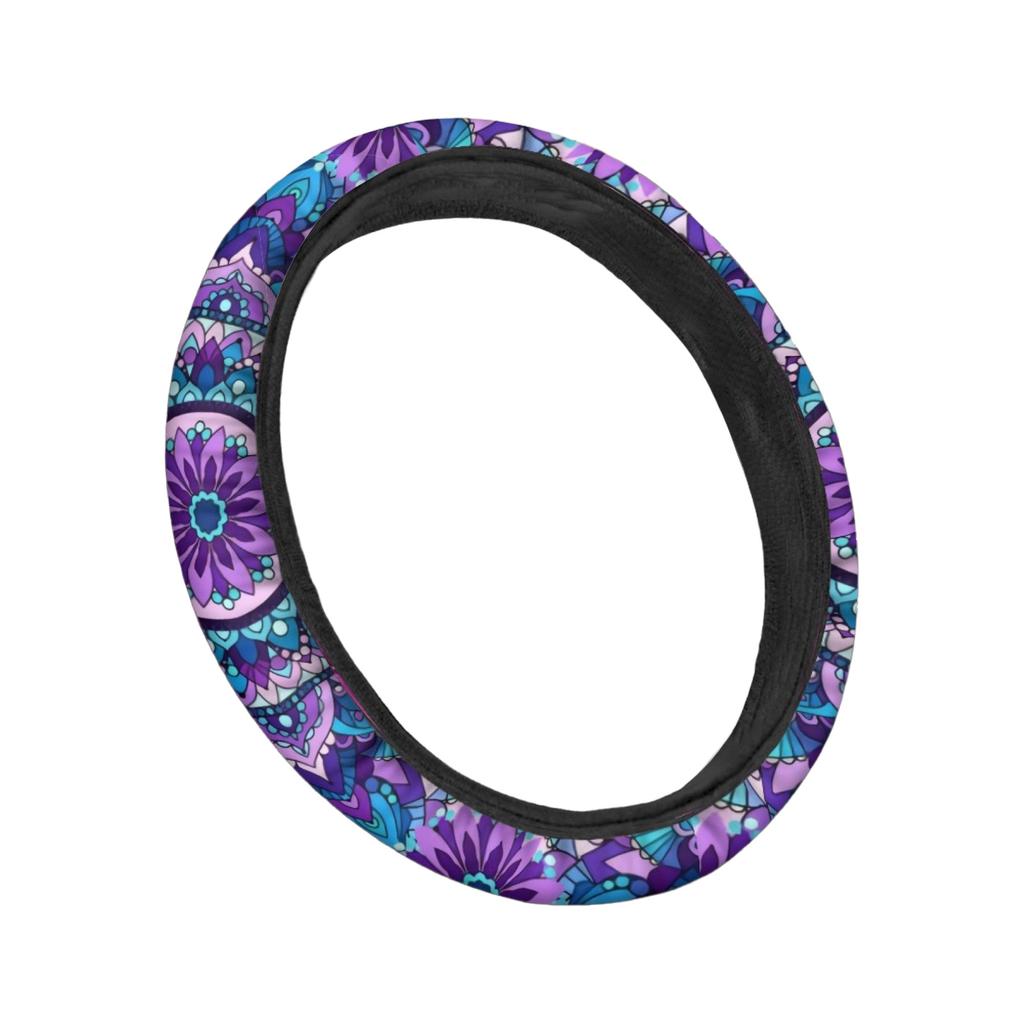 Bohemian Print Steering Wheel Cover Universal Fit for 36cm-39cm Diameter Car Steering Wheels Four Season Use