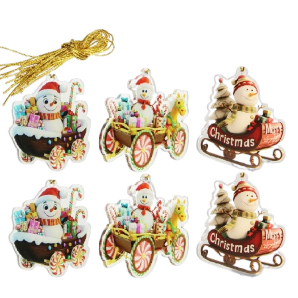 6Pcs Creative Christmas Decoration Pendant Santa Christmas Tree Hanging Ornament Garden