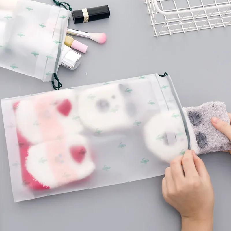 Femmes Sac Cosmétique Transparent à Cordon de Serrage Sac de Maquillage Transparent Imperméable Sacs Organisateur de Voyage Rangement Vêtements Trousse de Toilette