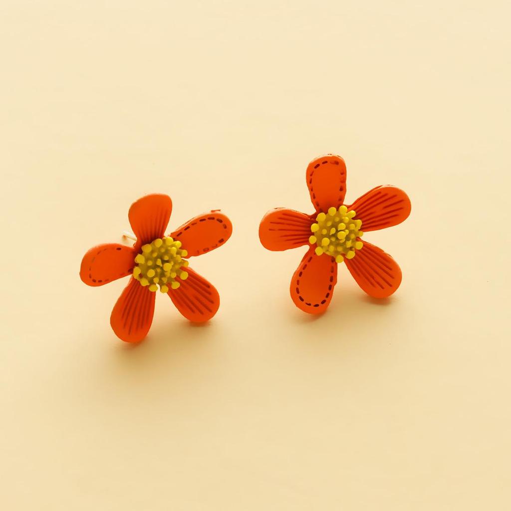 Trendy Multicolor Flower Drop Earrings for Women – Elegant & Slimming European/American Style