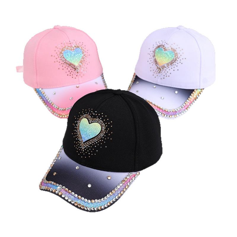 New Women's Fashion Casual Love Diamond-encrusted Denim Baseball Cap Outdoor Sports Versatile Face Small Baseball Cap Tide
