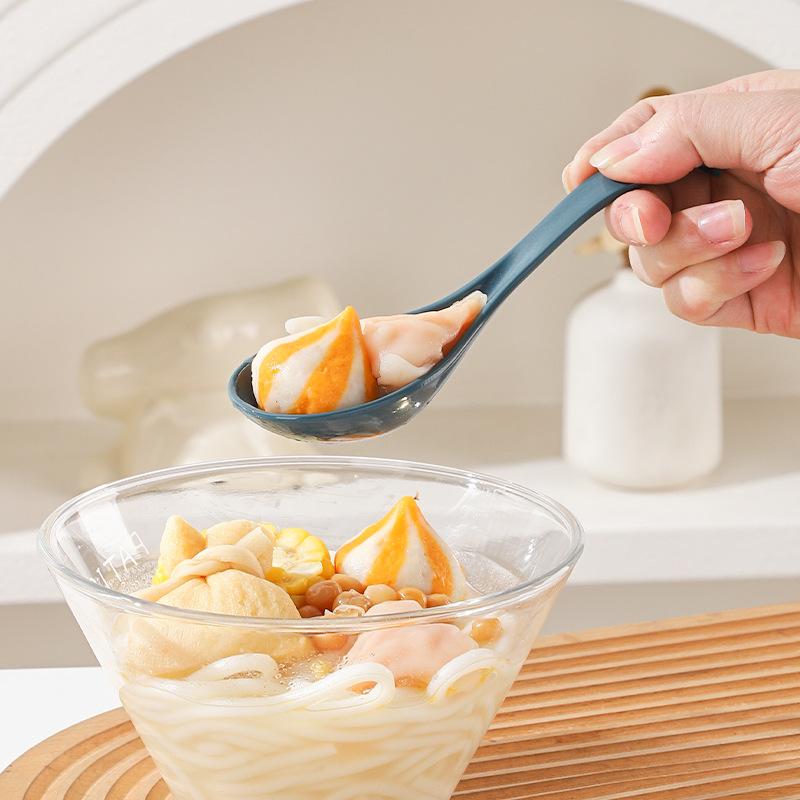 Spoon - Household High-temperature Resistant Anti-drop Clear Soup Deep-mouth Ramen Spoon, Rice Noodle Long-handled Plastic Soup Spoon