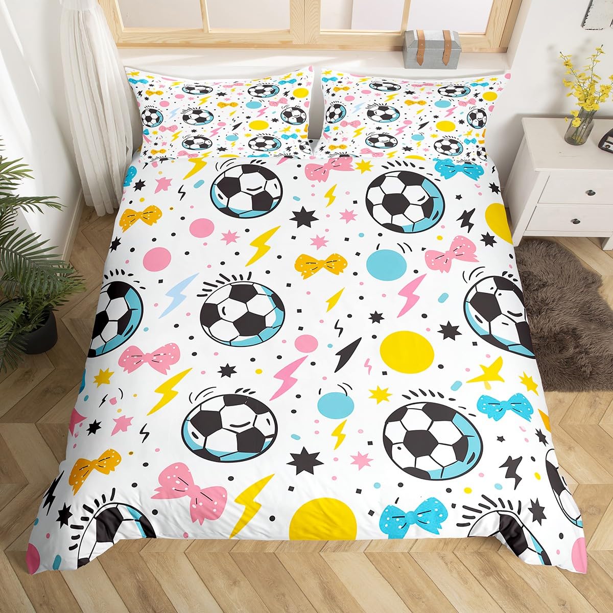 

Comforter Cartoon Flashing Lightning S For Kids Teens Lightweight Bedroom Decor Colorful Lightning Bedding Sets Comforter (quilt)-EU Single(135*200cm)3pcs