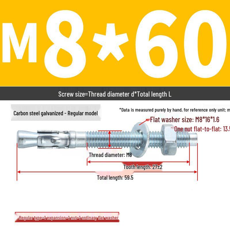 Vysoce pevný nástěnný hmoždinkový šroub pro opravy automobilů (M6/M8/M10/M12)