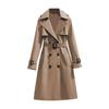 Windproof Women Trench Coat Double Breasted Long Overcoat with Belt and Notch Lapel Classic Outerwear for Fall Winter