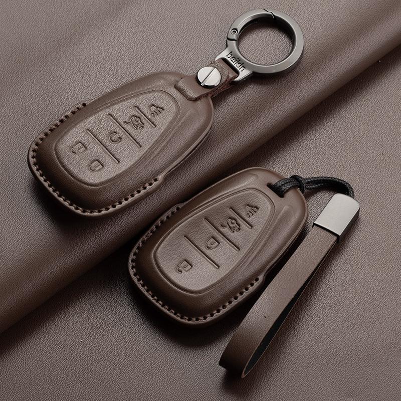 Leather Car Key Case Cover For Chevrolet Chevy Malibu Camaro Cruze Traverse Spark Equinox Sonic Car Key Protector Accessories