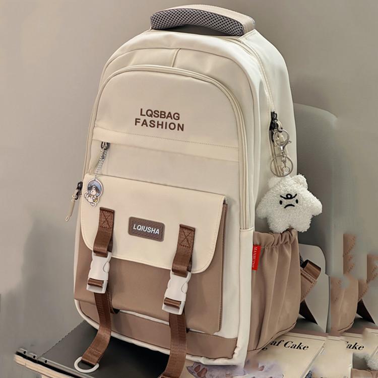 

Soft Girl Schoolbag Korean Version Simple Letter Backpack Primary Secondary School One Size хаки