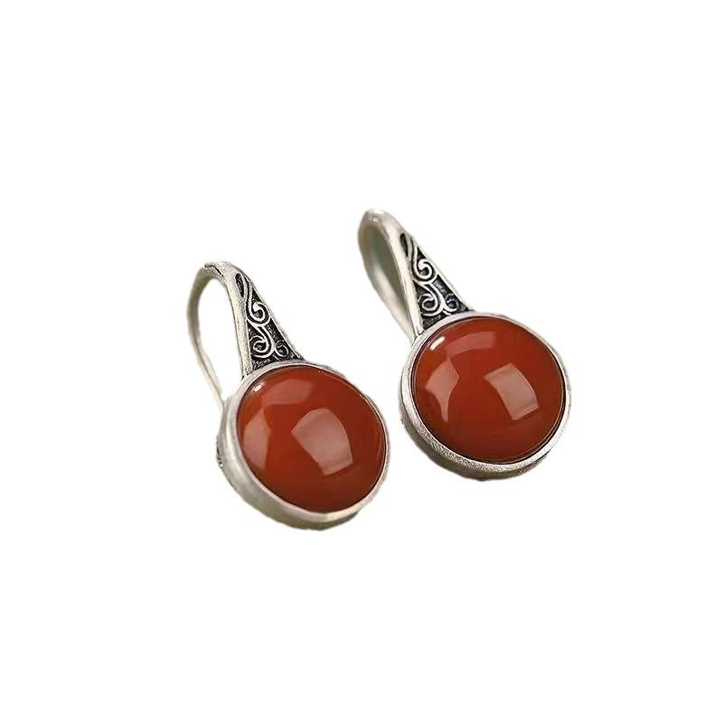 Boucles d'oreilles pour femmes Motif creusé rétro mat en imitation Nan Hong