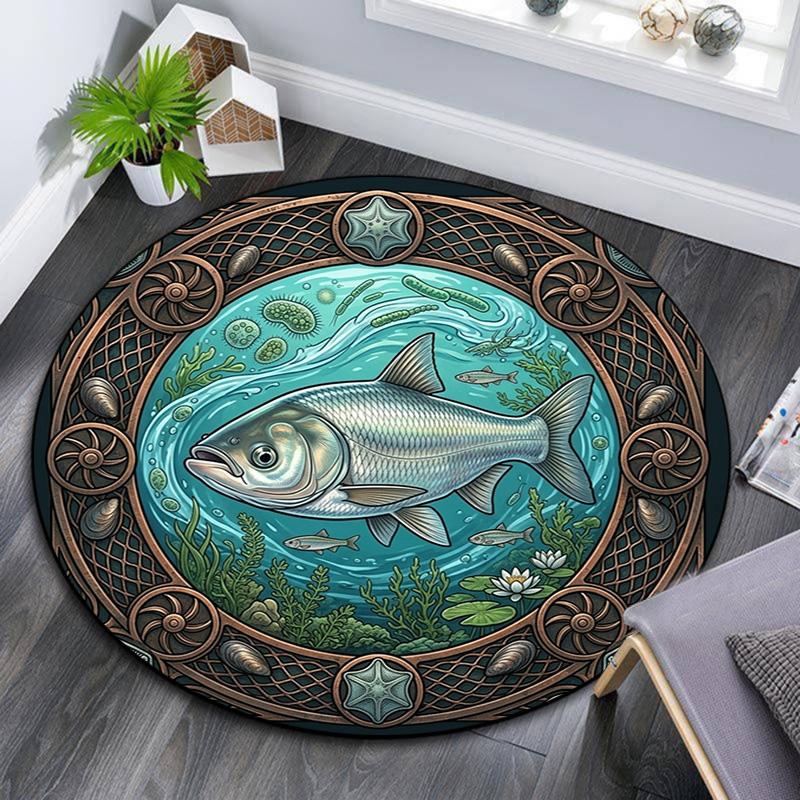 Underwater Marine Life Round Area Rug Under Office Chairs Bedroom Living Room Home Decor