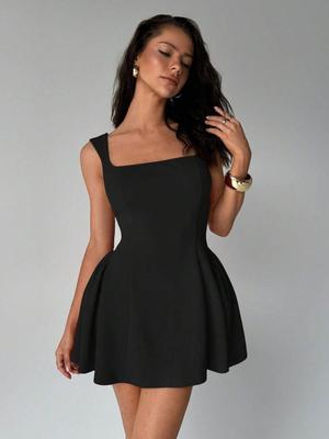 European & American Style Backless Waist-cinching Sleeveless Camisole Dress for Women