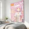 1pc Puella Magi Madoka Magica Anime Wall Tapestry  Pink Hair Blue Bow Character Frameless Art for Bedroom  Fantasy Room Decor