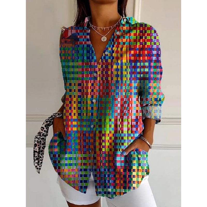 3D Abstract Pattern Women's Long Shirt with Drop Shoulder Sleeves