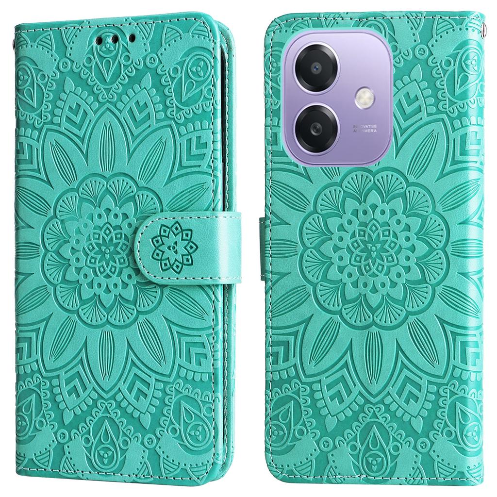 For Oppo A5x 5G/A3x 4G/A3x 5G (India) Case Sunflower Imprint Leather Wallet Phone Cover