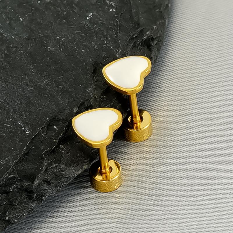 Fashion Stainless Steel New Love Stud Earrings Wind Simple Versatile Titanium Steel Earrings Women's Stud Earrings