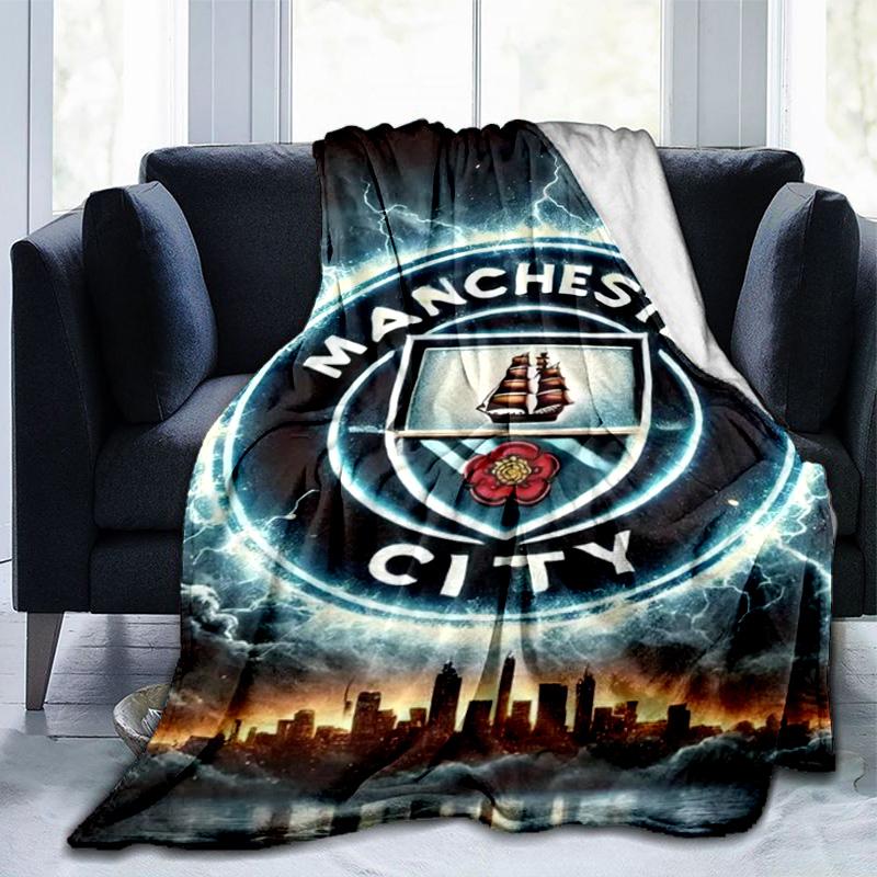 Couverture imprimée City Football Club Couvertures douces en flanelle pour canapé lit Cadeaux pour hommes femmes Couverture de pique-nique Cadeaux de Noël